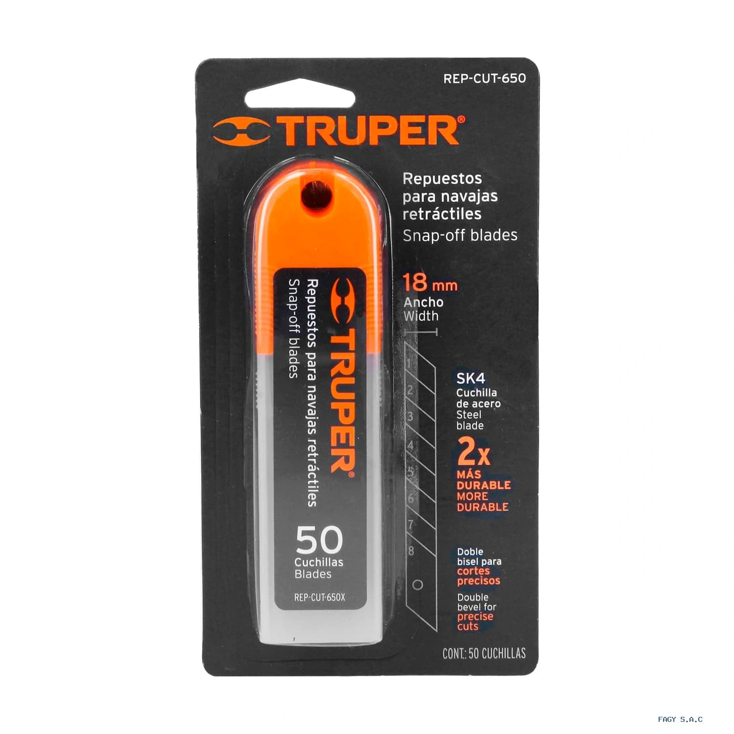 Estuche con 50 cuchillas SK4 de 18 mm para cutter Truper 100101 - Truper