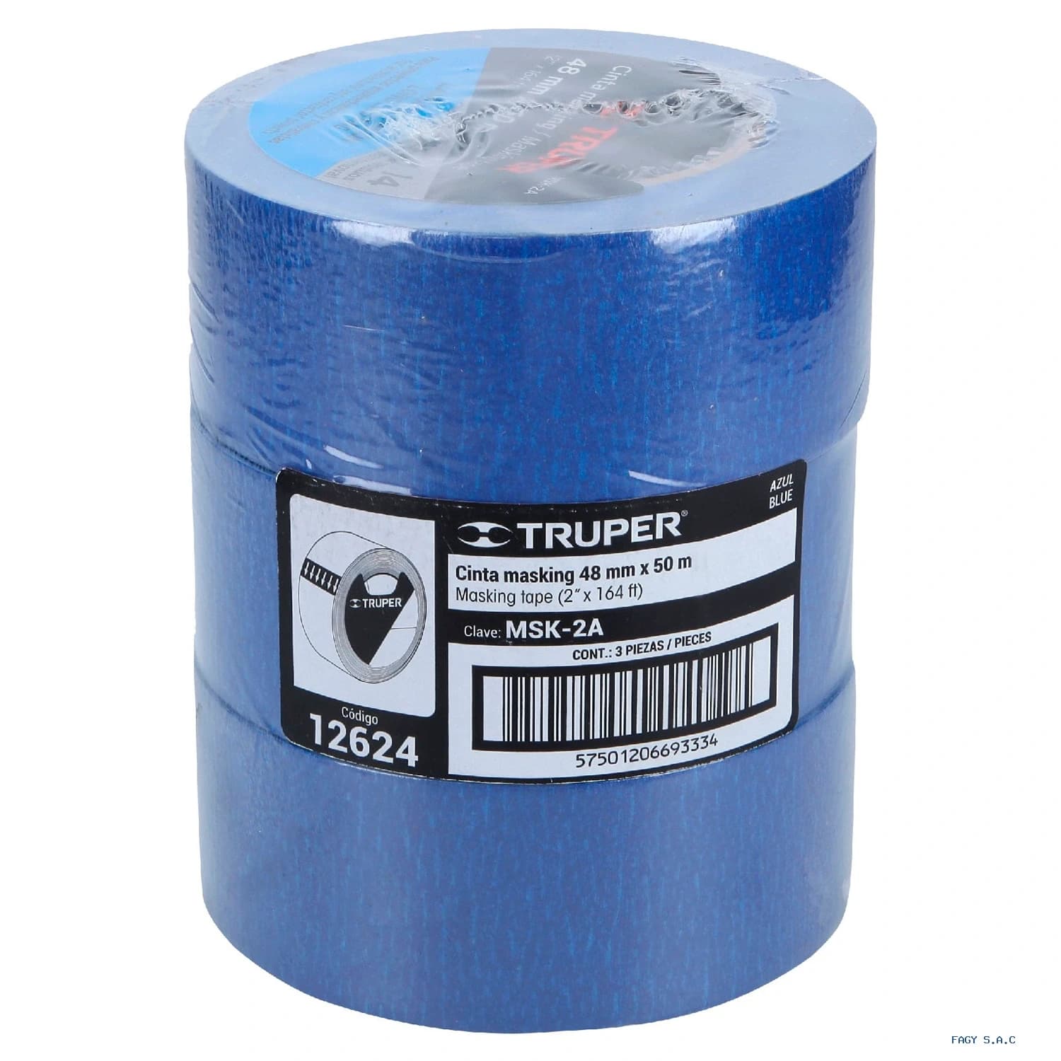 Cinta masking tape azul de 2″ x 50 m para pintor Truper 12624 - Truper