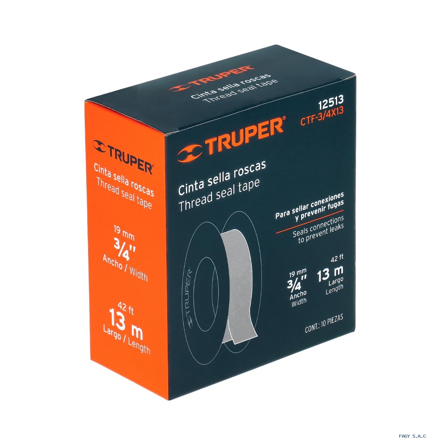 Cinta sella roscas 3/4″ x 13m uso general TRUPER 12513