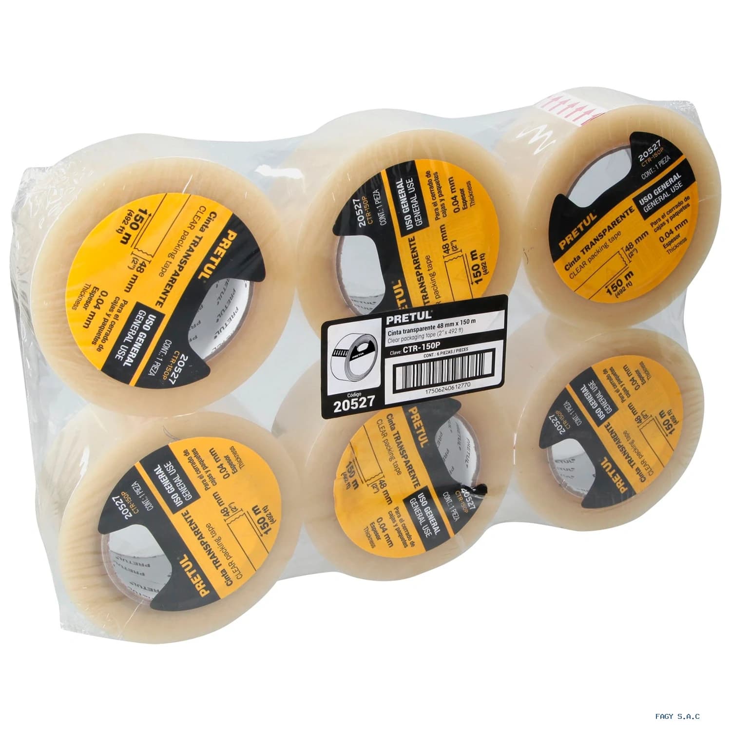 Cinta de empaque 48 mm x 150 m transparente Pretul 20527 - Truper