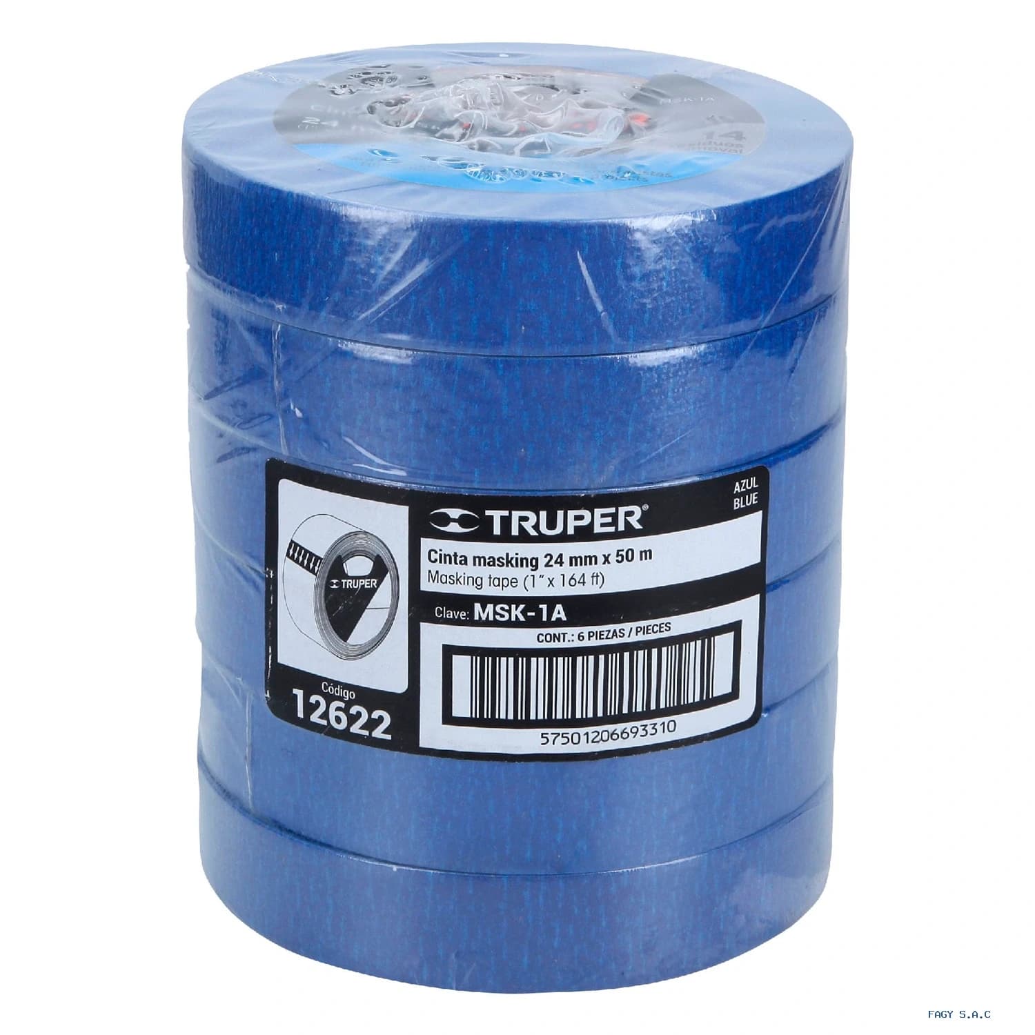 Cinta masking tape azul de 1″ x 50 m para pintor Truper 12622 - Truper