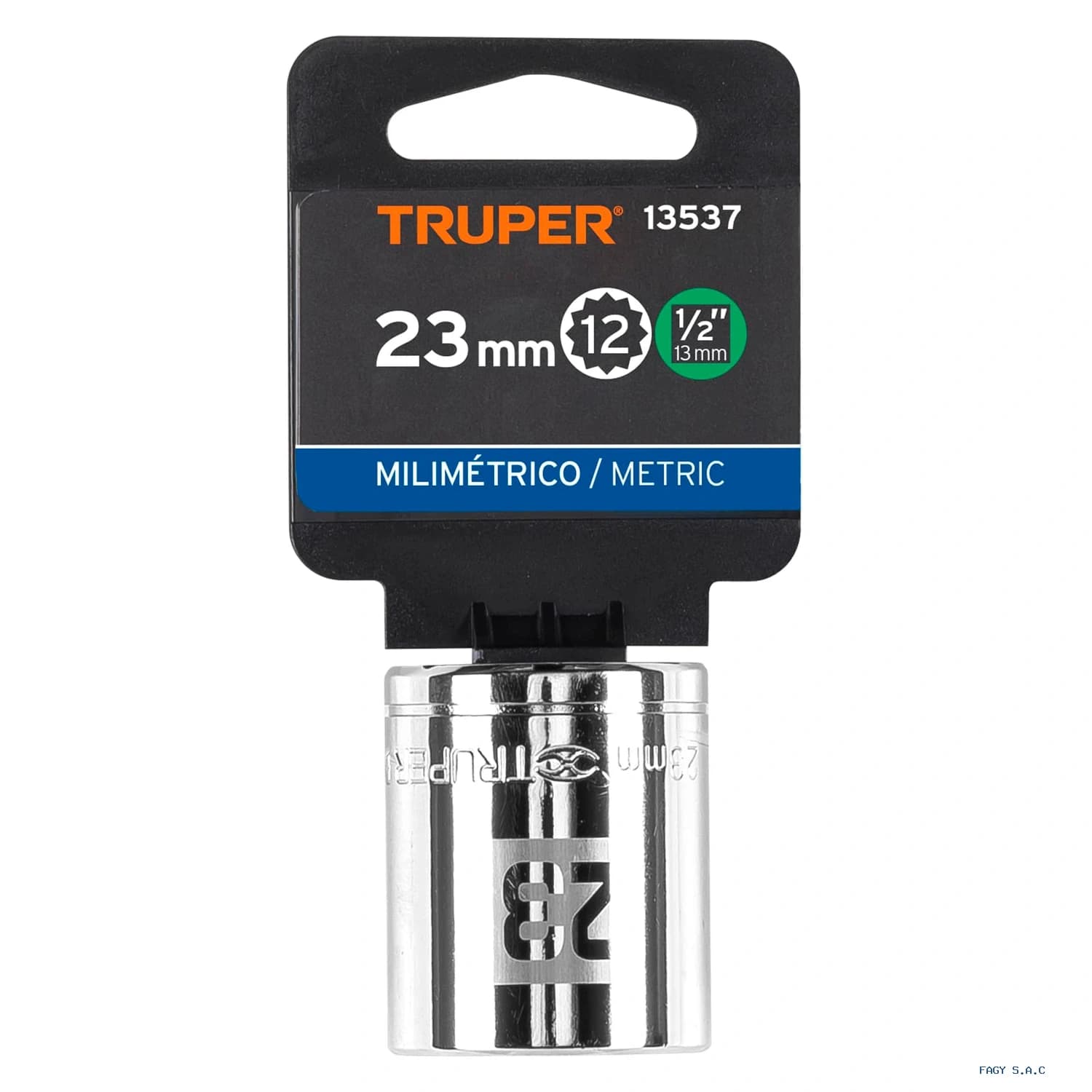 Dado de 23 mm, 12 puntas, cuadro 1/2", Truper 13537