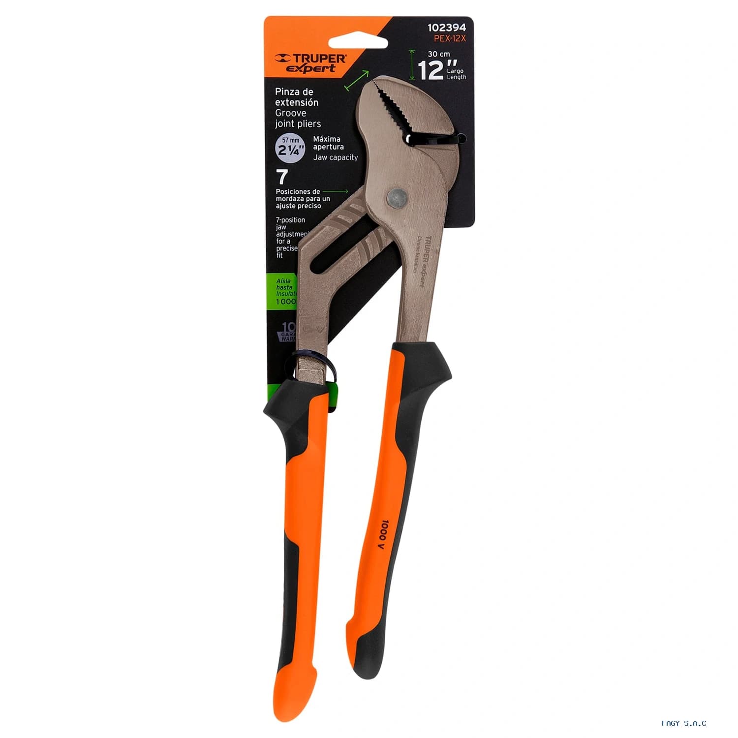 Pinzas de extensión 12" mango Comfort Grip, Truper Expert 102394