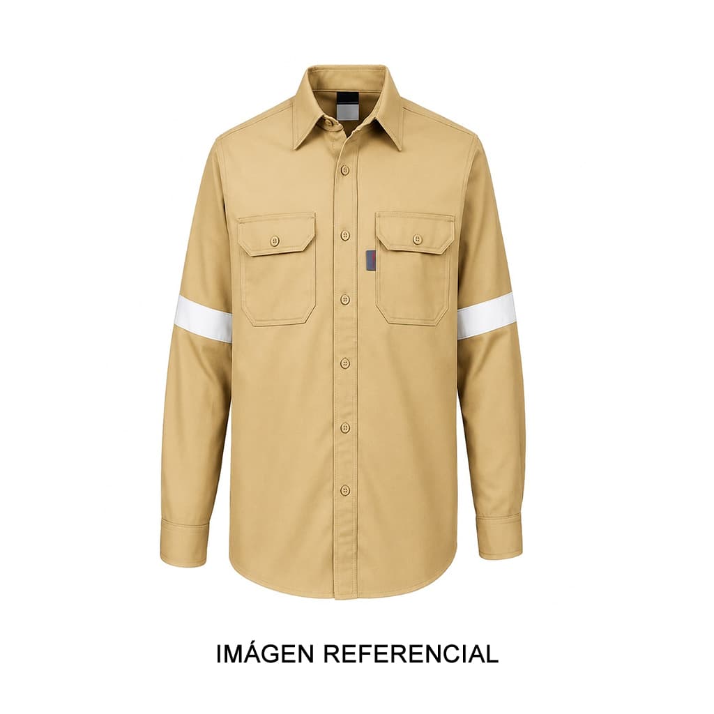 Camisa beige Ignífuga de 34 cal/cm² con cinta reflectiva - Producto Importado