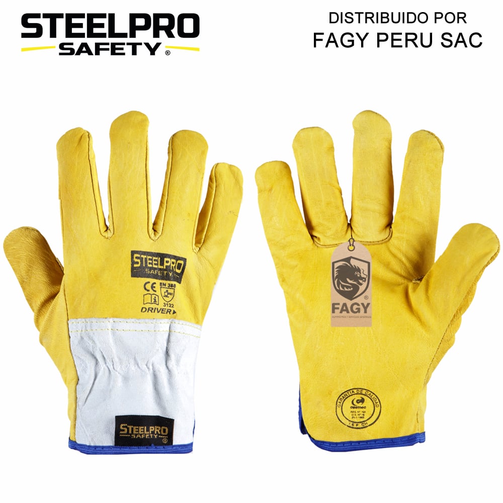 Guante Cuero Driver Amarillo Steelpro - Steelpro
