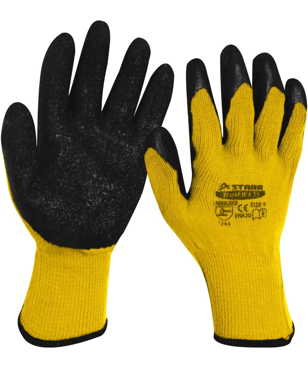 Guante De Polycotton Rojo/Amarillo Con Palma De Caucho Negro