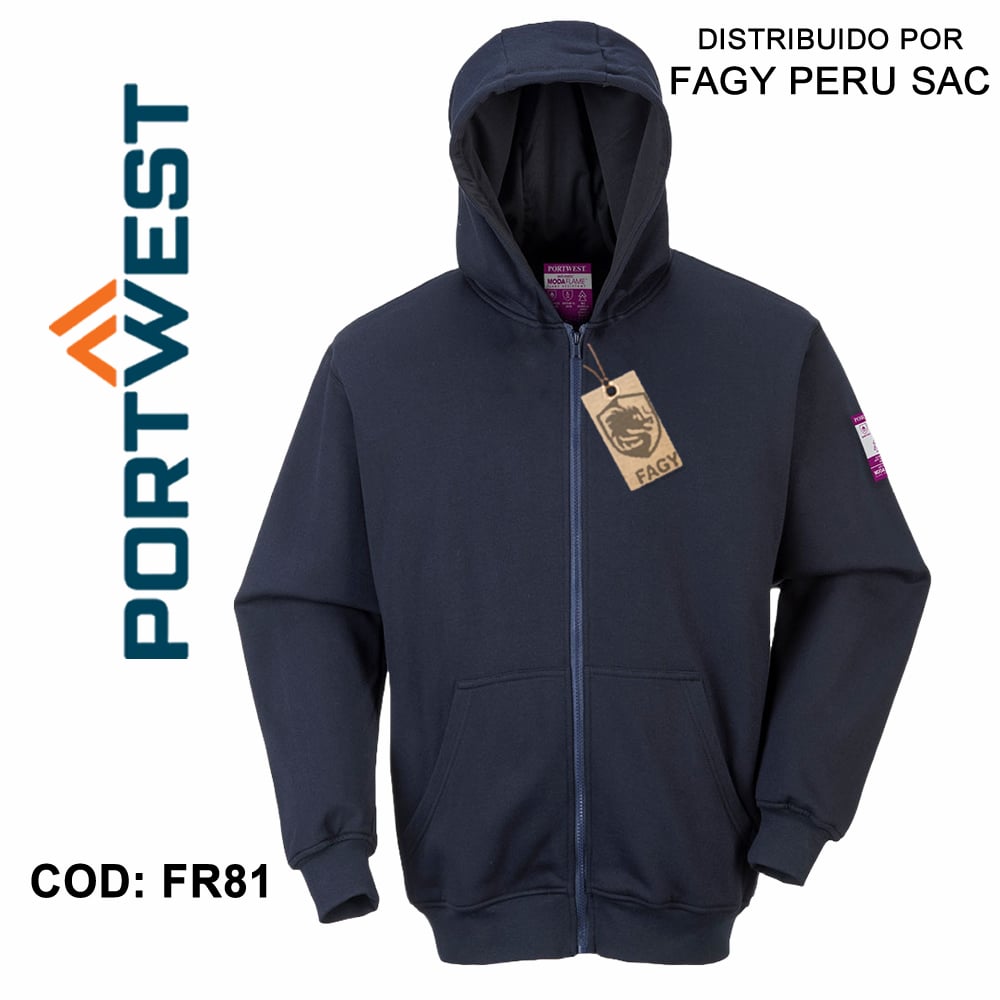 Sudadera ignífuga con capucha y cremallera frontal FR81 - PORTWEST