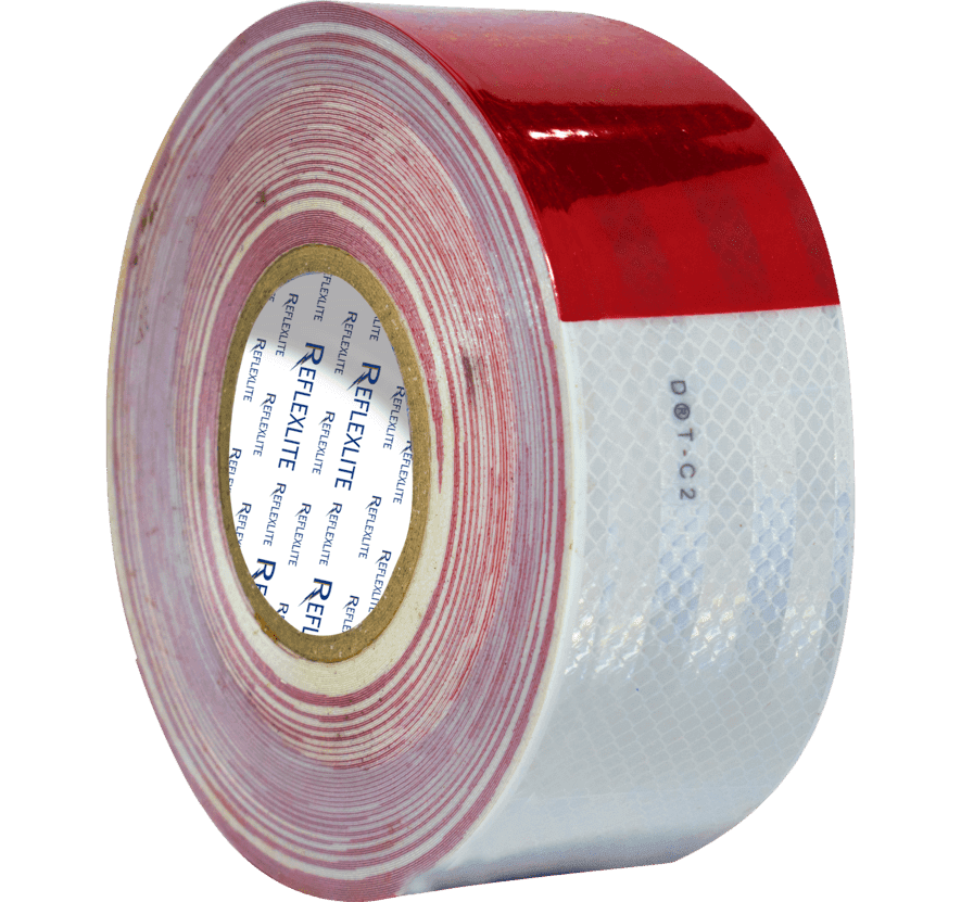 Cinta Reflectiva Rojo/Blanco Sellada Con Lineas Y Logo 10CM(4″) 45.7 Mts - Astara
