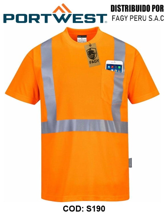 Camiseta de alta visibilidad con bolsillo S190