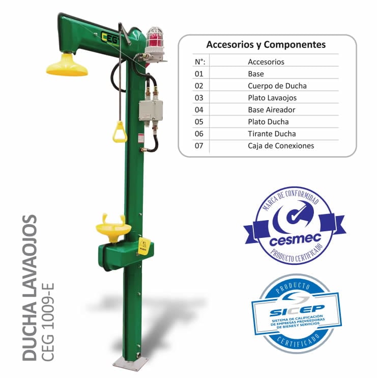 Ducha Lavaojos Electrica Ceg 1009-E Acero Inoxidable - CEG
