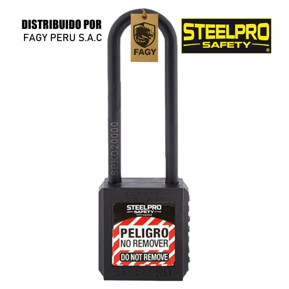 Candado x10 long dieléctrico Negro - Steelpro