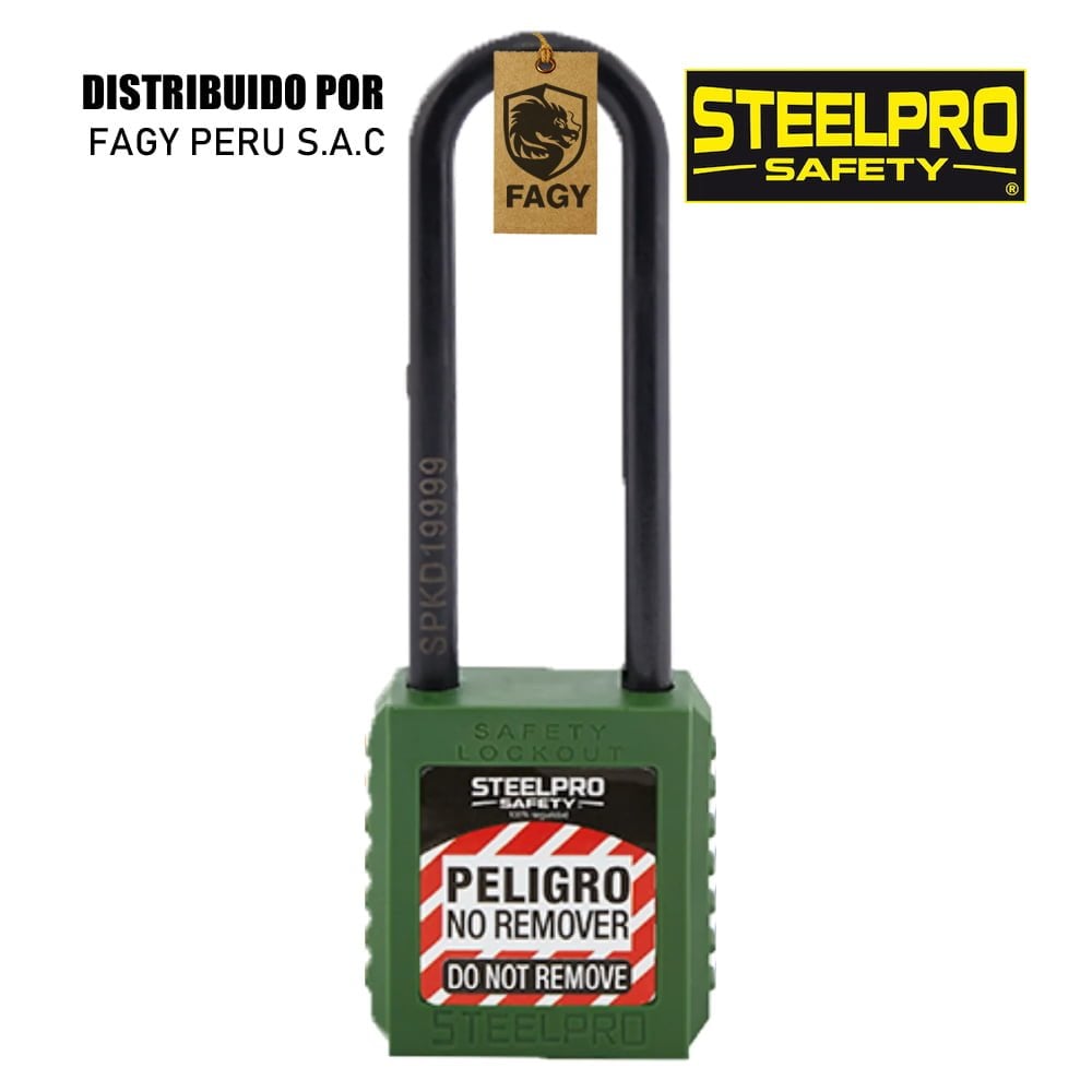Candado x10 long dieléctrico Verde - Steelpro