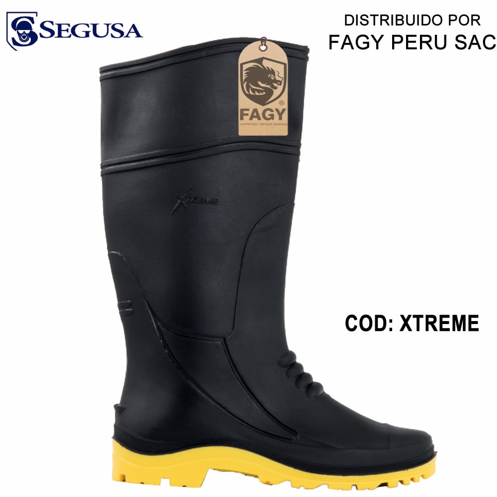 Bota de pvc negro Extremo con punta de acero