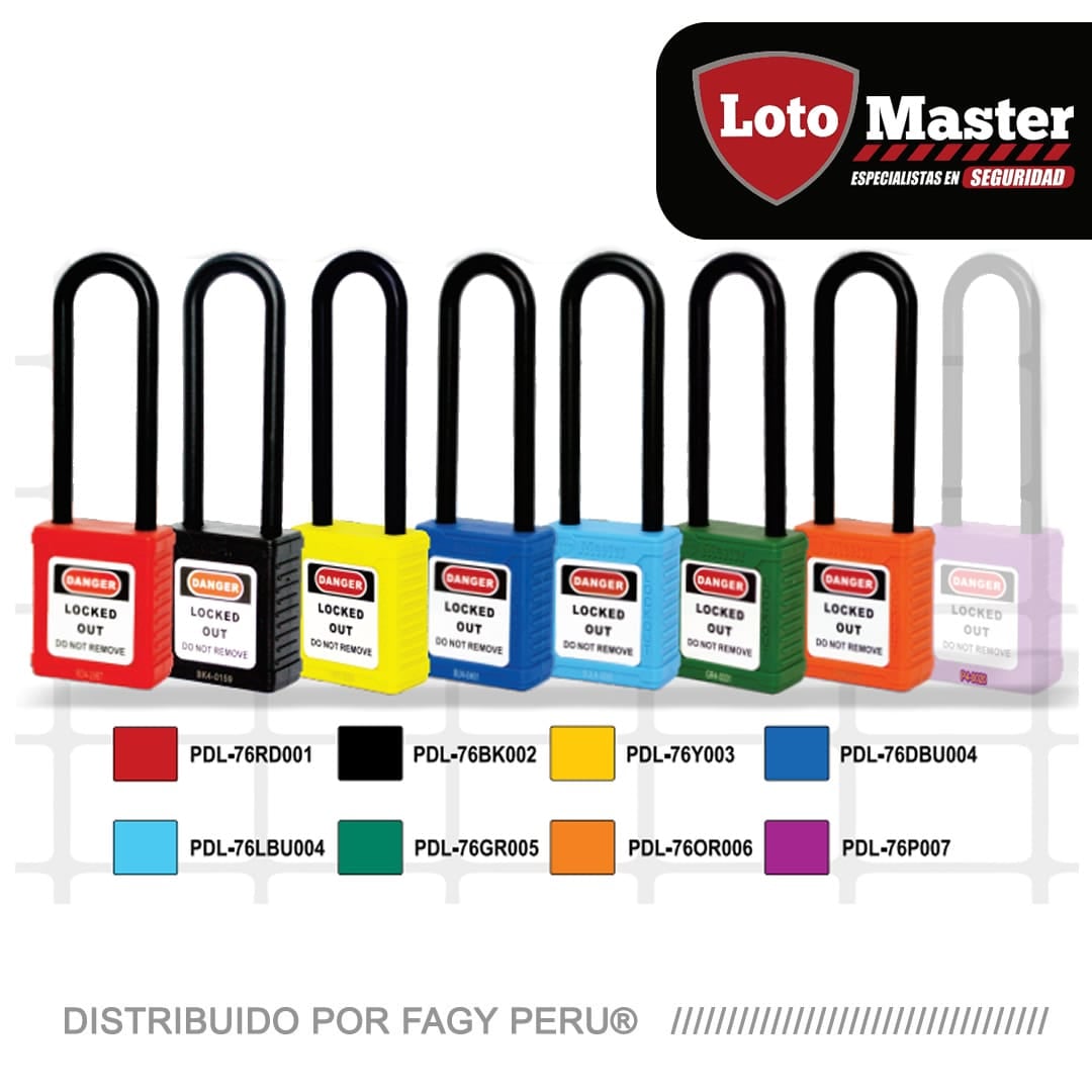 Candado aislado(arco de nylon), aro largo loto master - Loto Master