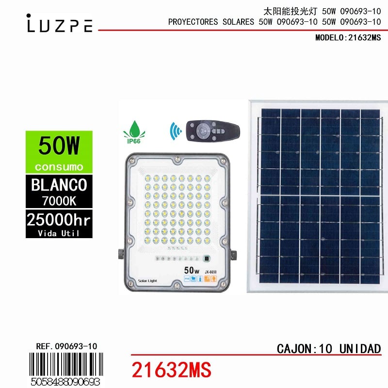 Panel Solar con Casco Metal de 50W Blanco - Importado