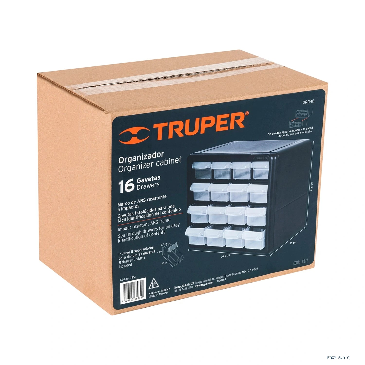 Organizador con 16 gavetas, Truper 11851