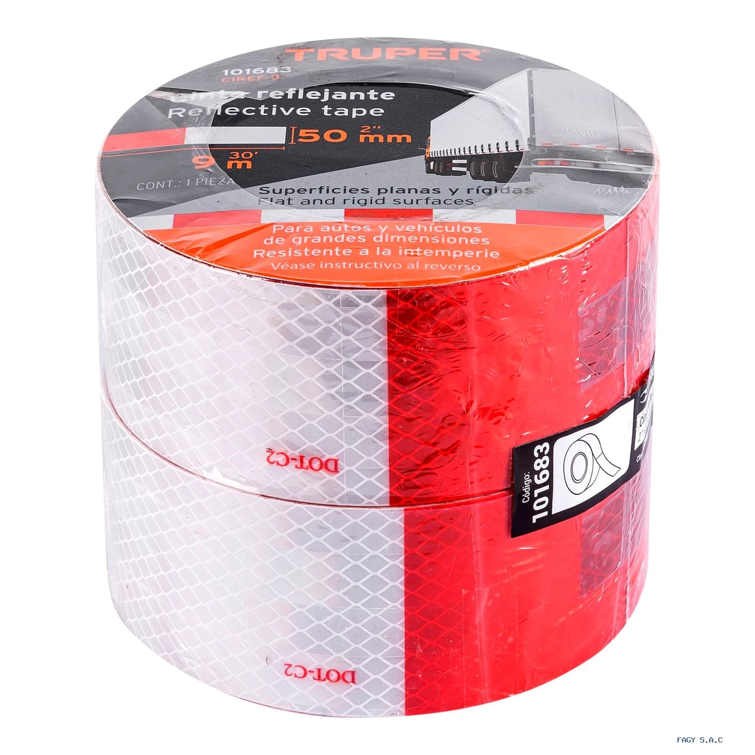 Rollo de 9 m x 2″ de cinta reflejante de PVC Truper 101683