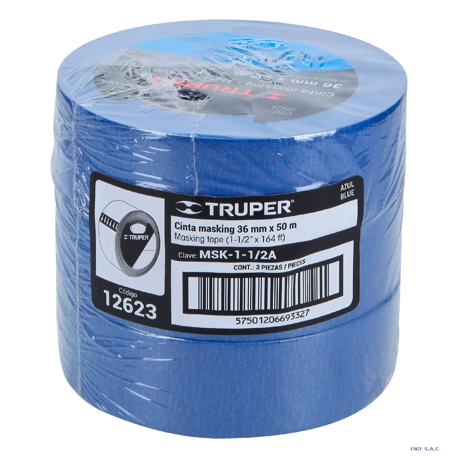 Cinta masking tape azul x 50 m para pintor Truper 12623