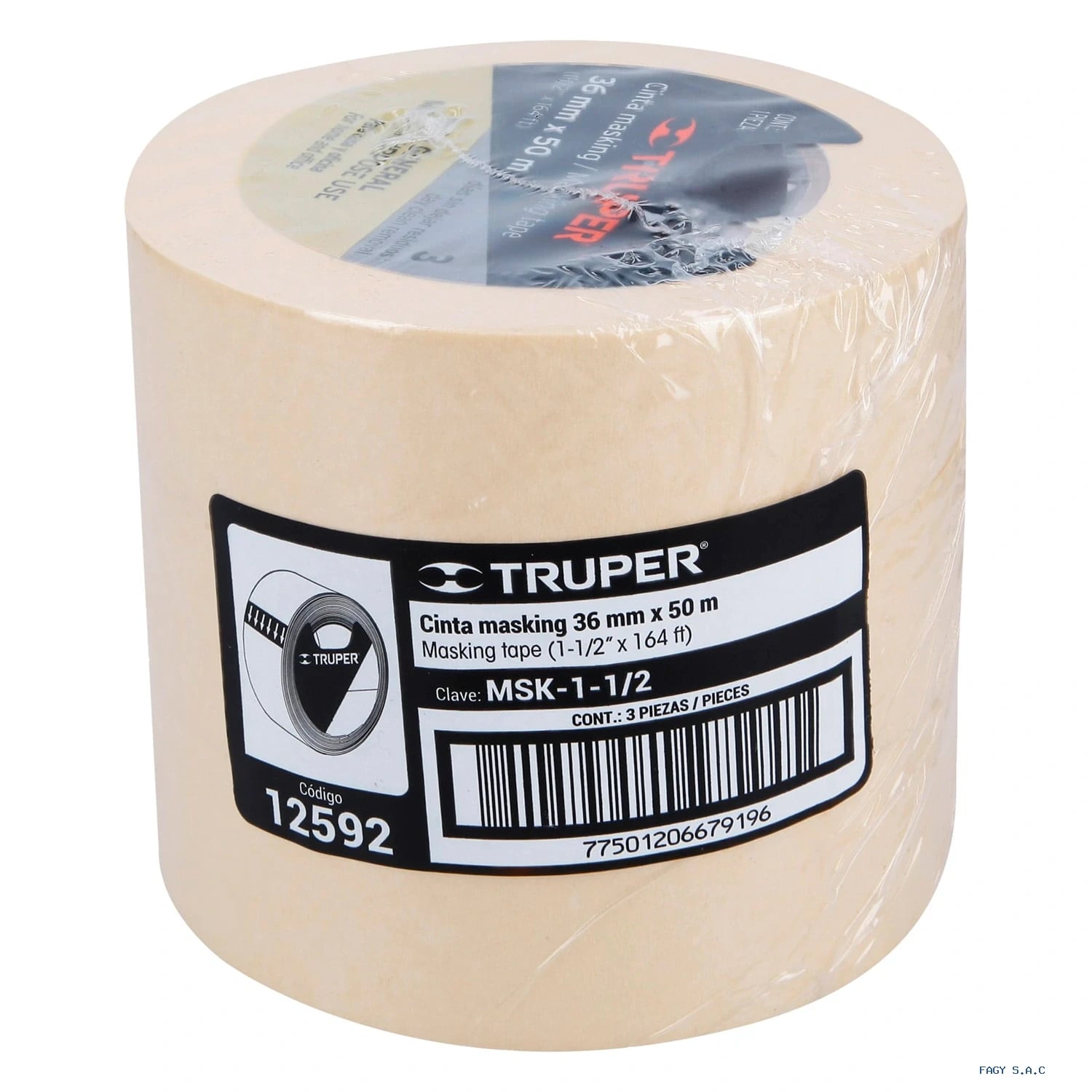 Cinta masking tape de 1-1/2″ x 50 m Truper 12592