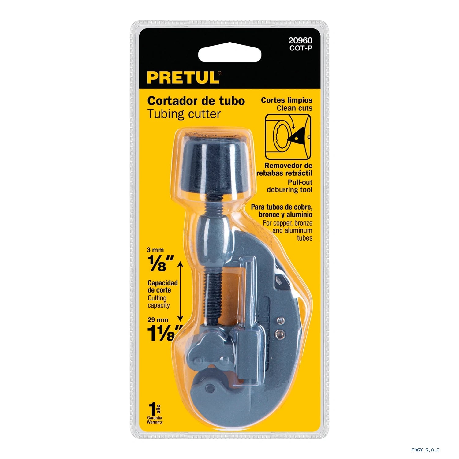 Cortador de tubo de cobre 1/8″ a 1-1/8″ cuchilla 17mm Pretul 20960