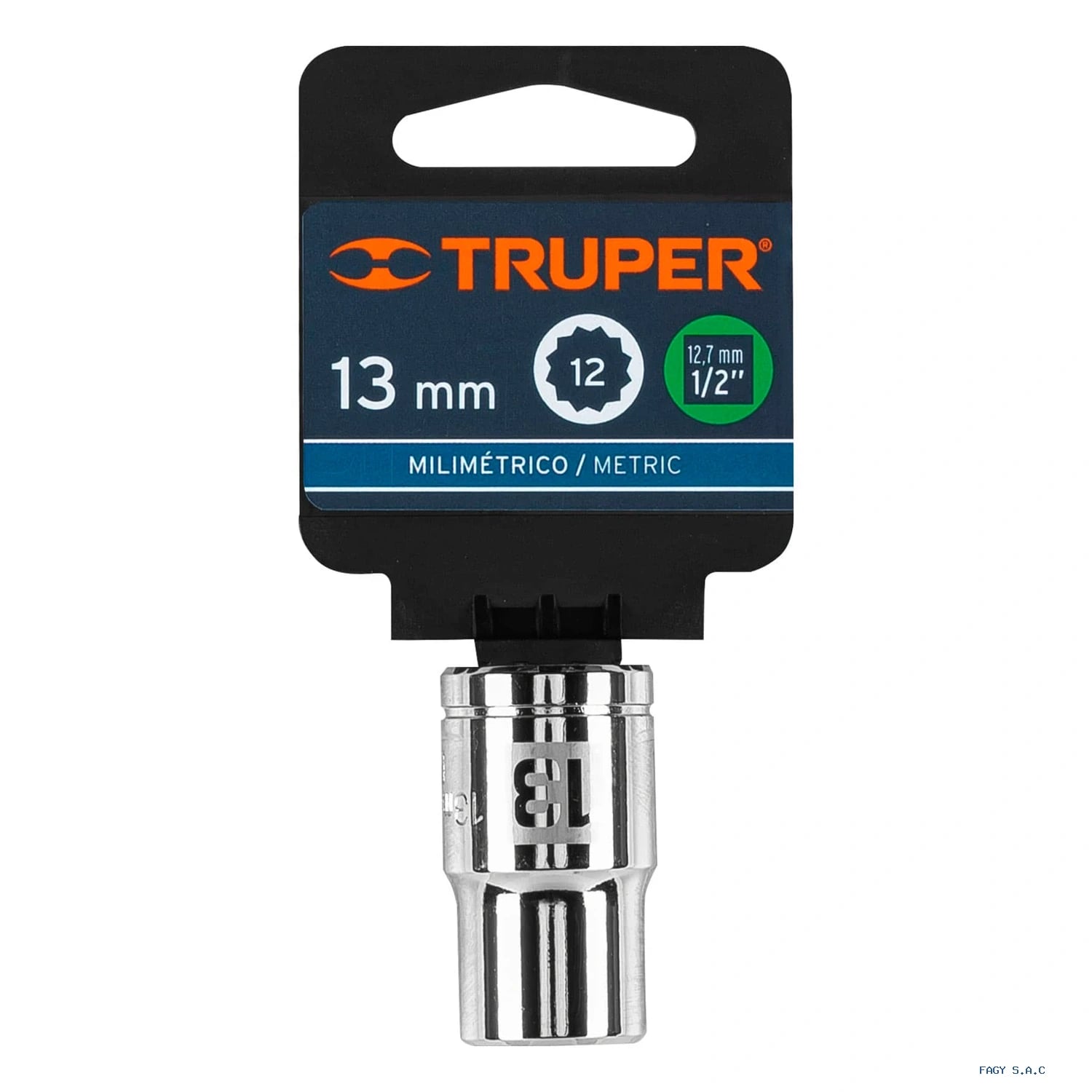 Dado de 13 mm, 12 puntas, cuadro 1/2", Truper 13527