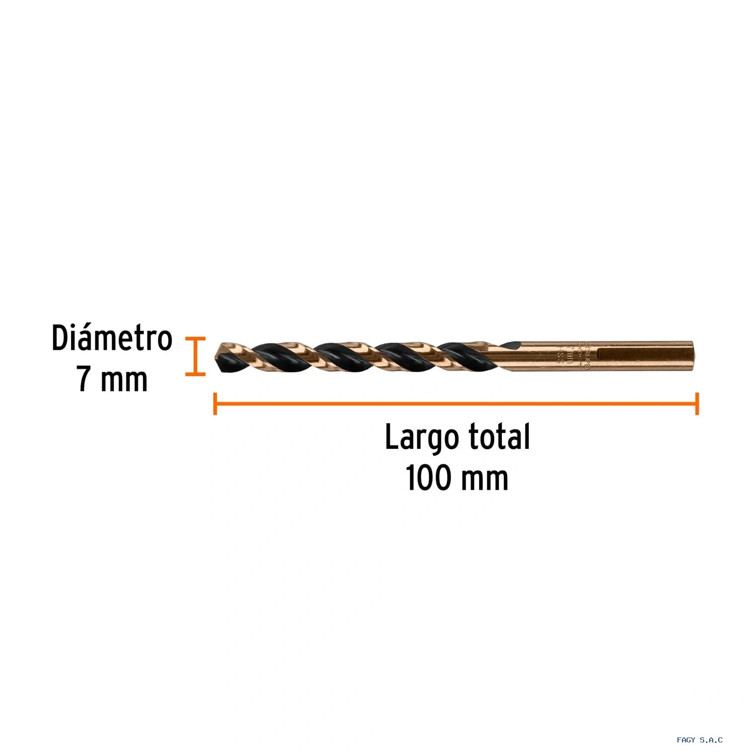 Broca HSS 7.0 mm Trugold para metal, Truper Expert 14153