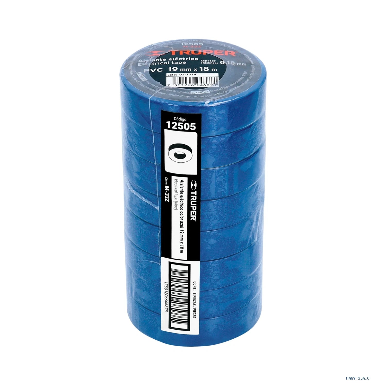 Cinta de aislar de 18 m x 19 mm azul Truper 12505