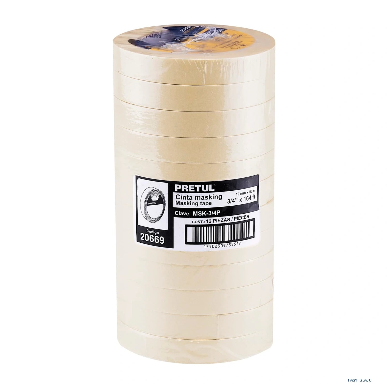 Cinta masking tape de 3/4″ x 50 m Pretul 20669