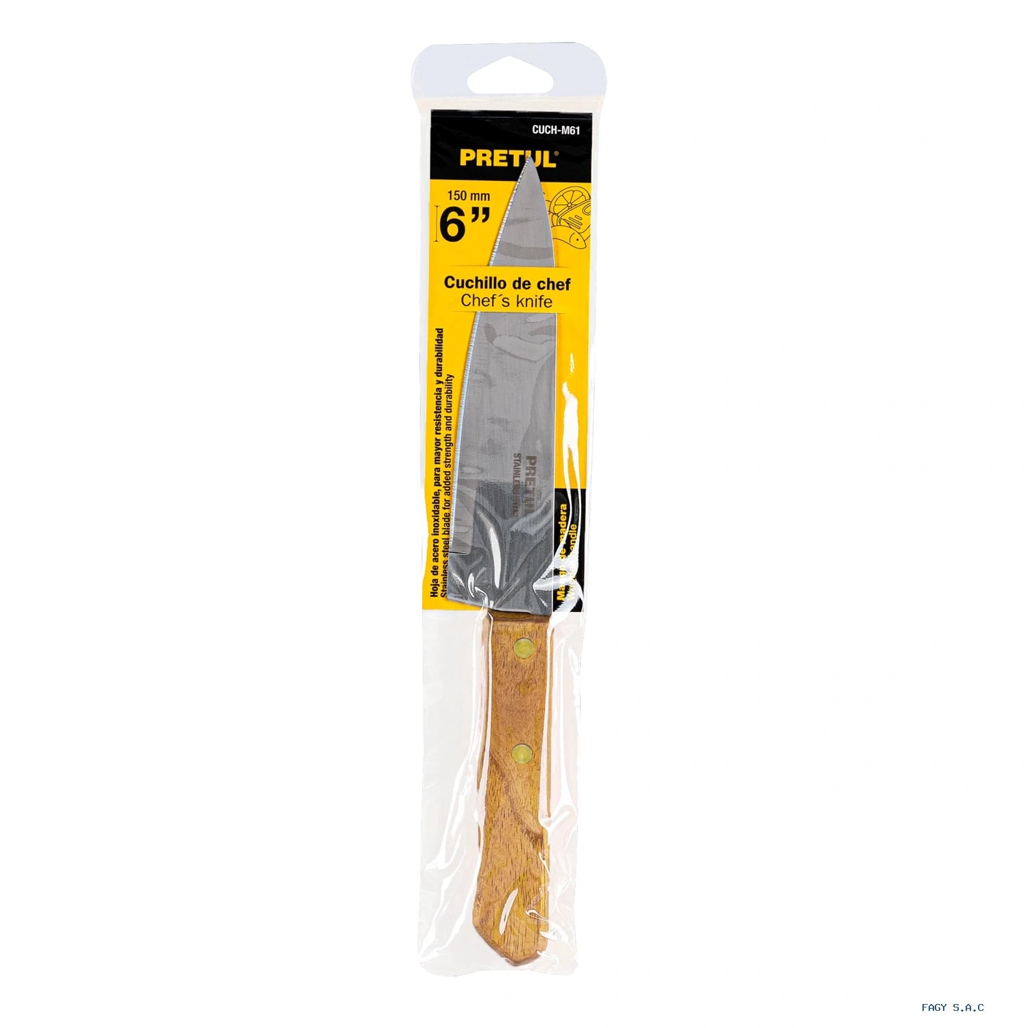 Cuchillo de chef 6″ mango de madera Pretul 23080