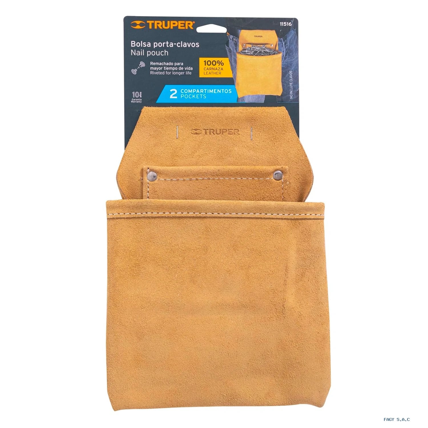 Porta herramientas de clavos con 2 compartimentos, Truper 11516