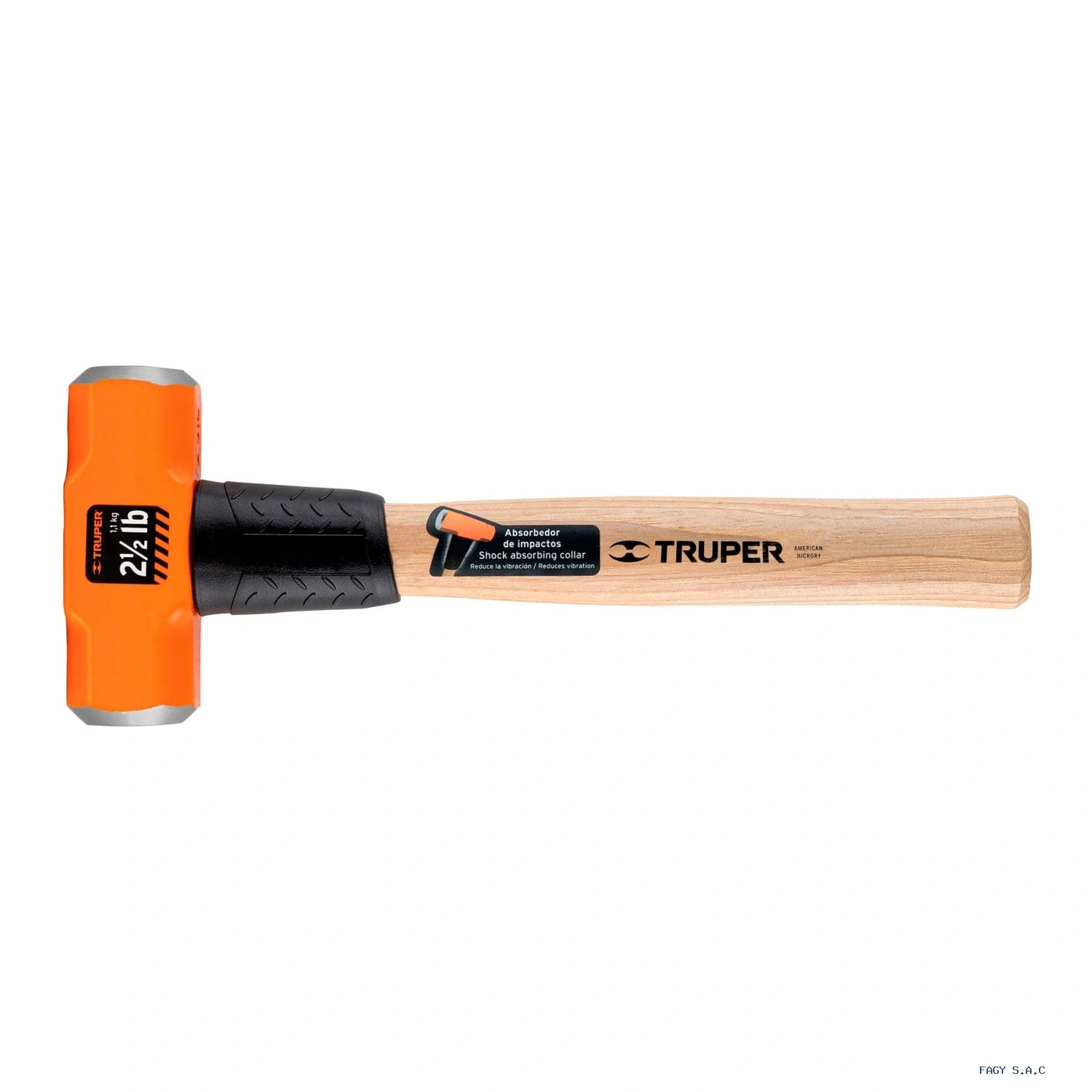 Marro octagonal 2.5 lb, mango de madera 12", Truper 17045