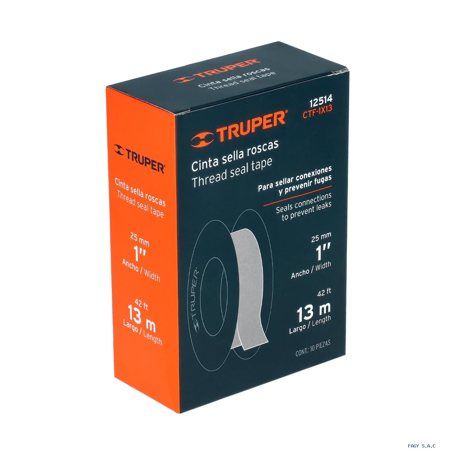 Cinta sella roscas 1″ x 13m uso general Truper 12514