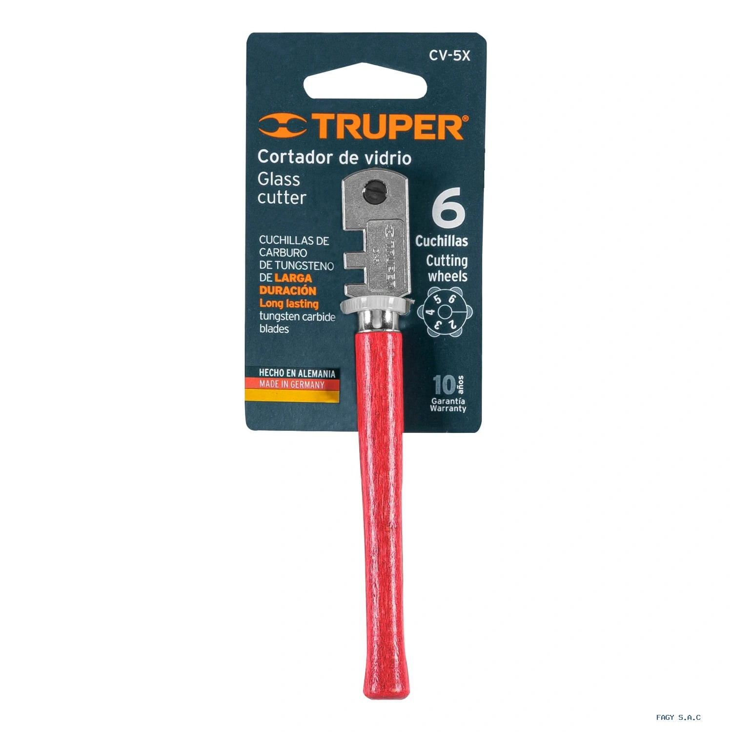 Cortador de vidrio 5″ con 6 cuchillas Truper 12954