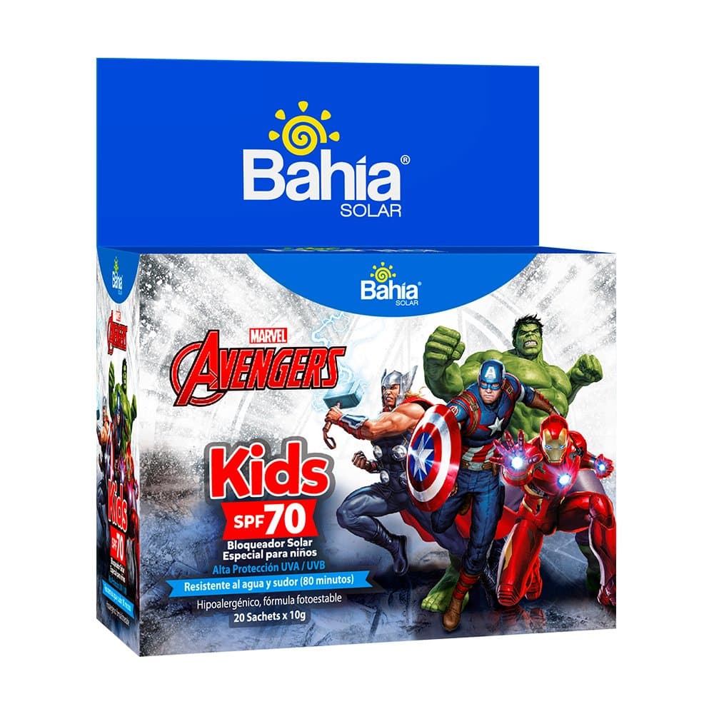 Bloqueador Bahía Avengers Spf 70 – 20 Sachets De 10g - BAHÍA