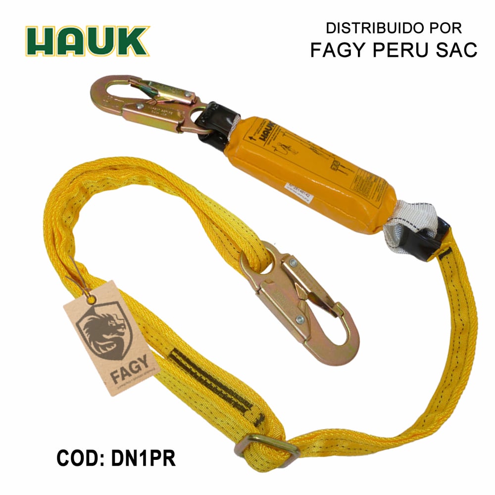 Línea conexión regulable 1.8m amortiguador 2 ganchos 3/4″ HAUK DN1PR