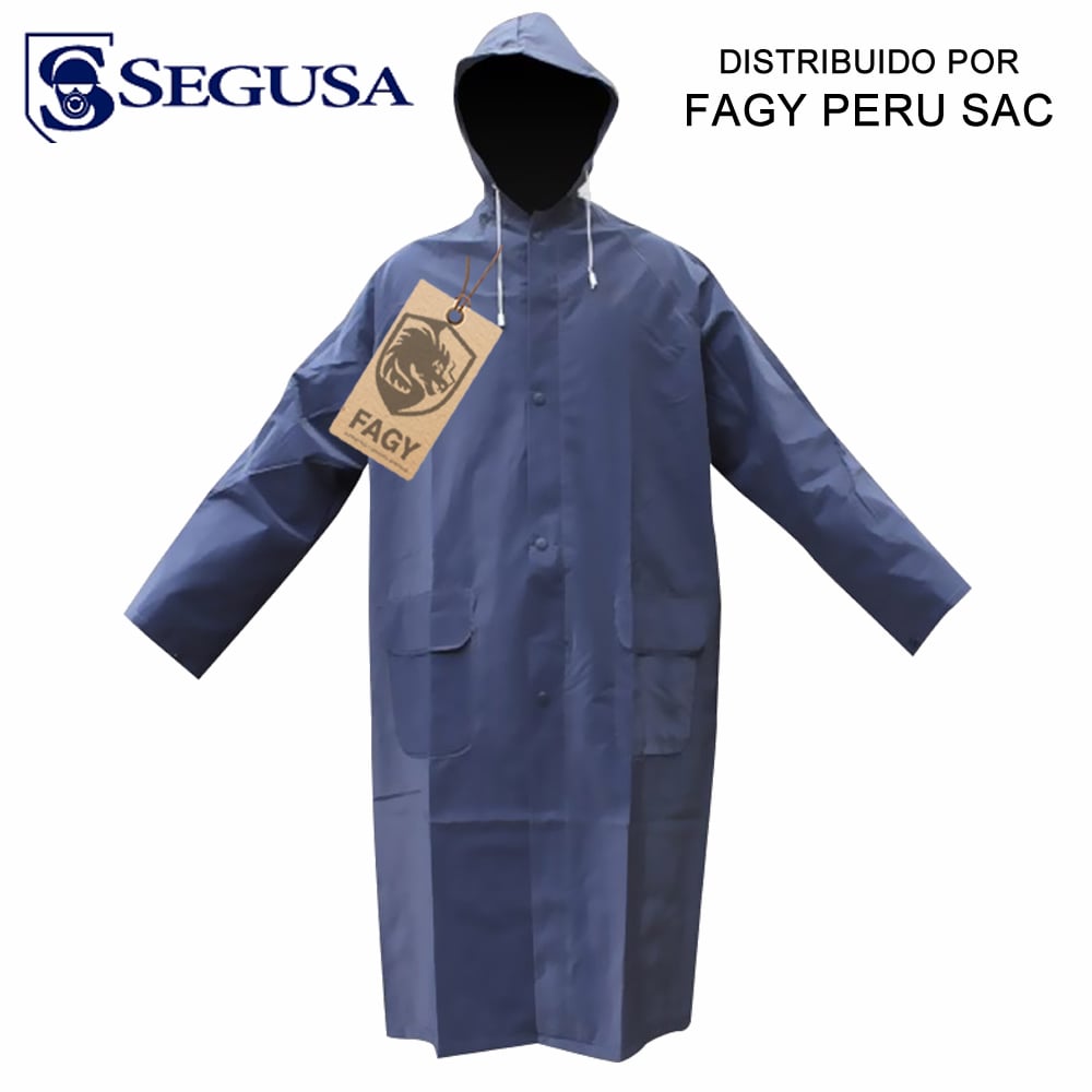 Abrigo de pvc liviano azul con capucha 1.17 mt de largo - Segusa