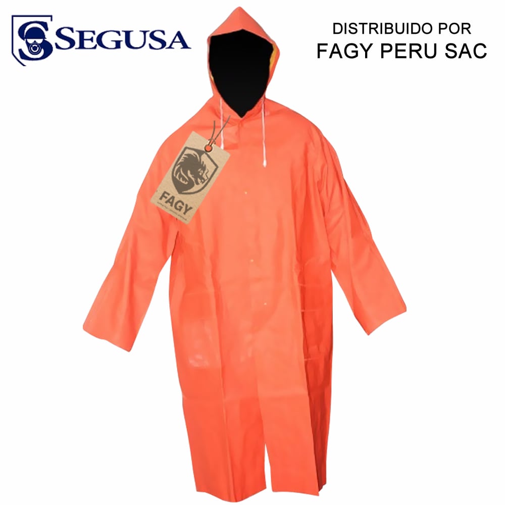 Abrigo pvc sp naranja con capucha 1.17 mt de largo - Segusa
