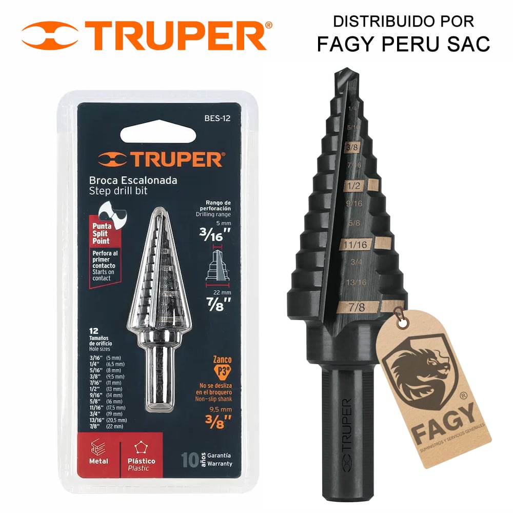Broca escalonada 3/16″ a 7/8″ Truper 12125 - Truper