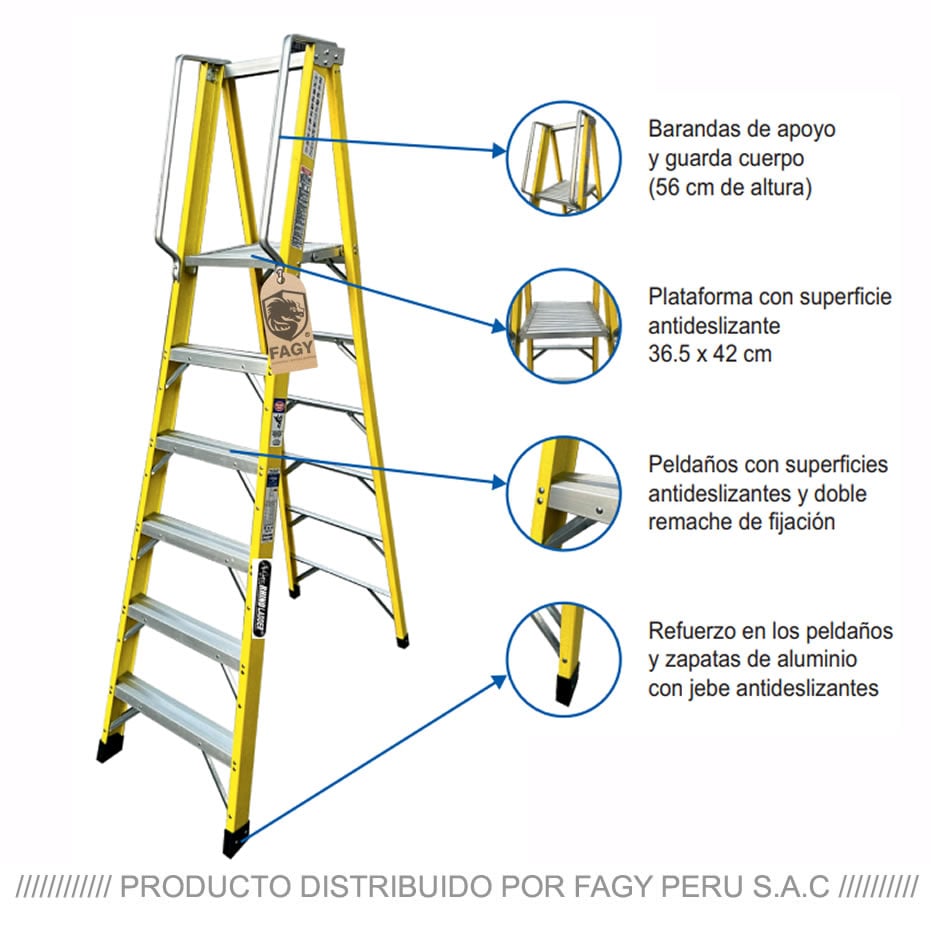 Escalera tipo plataforma fibra de vidrio rhino ladder - Rhino Ladder