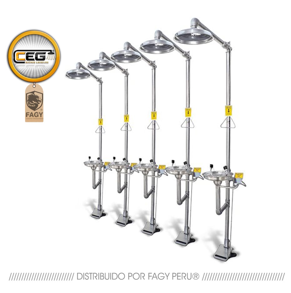 Ducha lavaojos acero inoxidable con pedal CEG 1008-AI - CEG