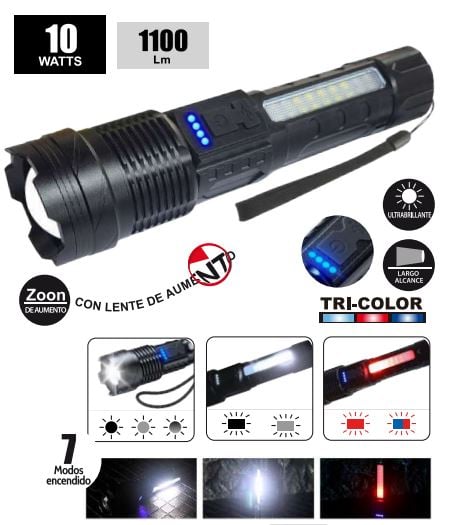 Linterna táctica recargable 10w Opalux OP-6645