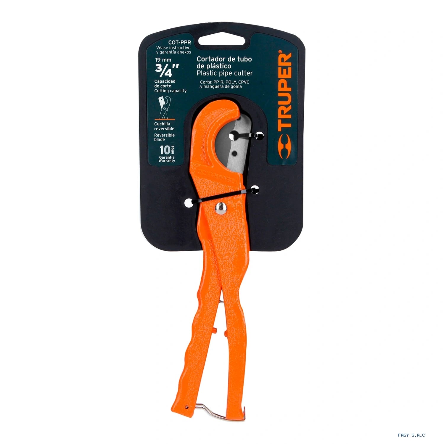 Cortador de tubo de plástico corte 3/4″ (19 mm) TRUPER 12857