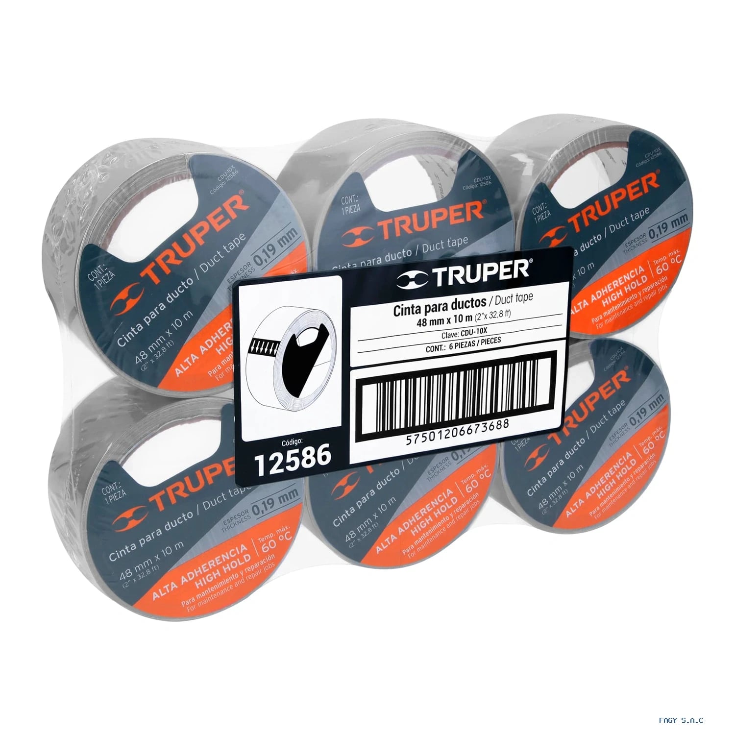Cinta de 10 m para ducto espesor 0.19 mm cod:12586
