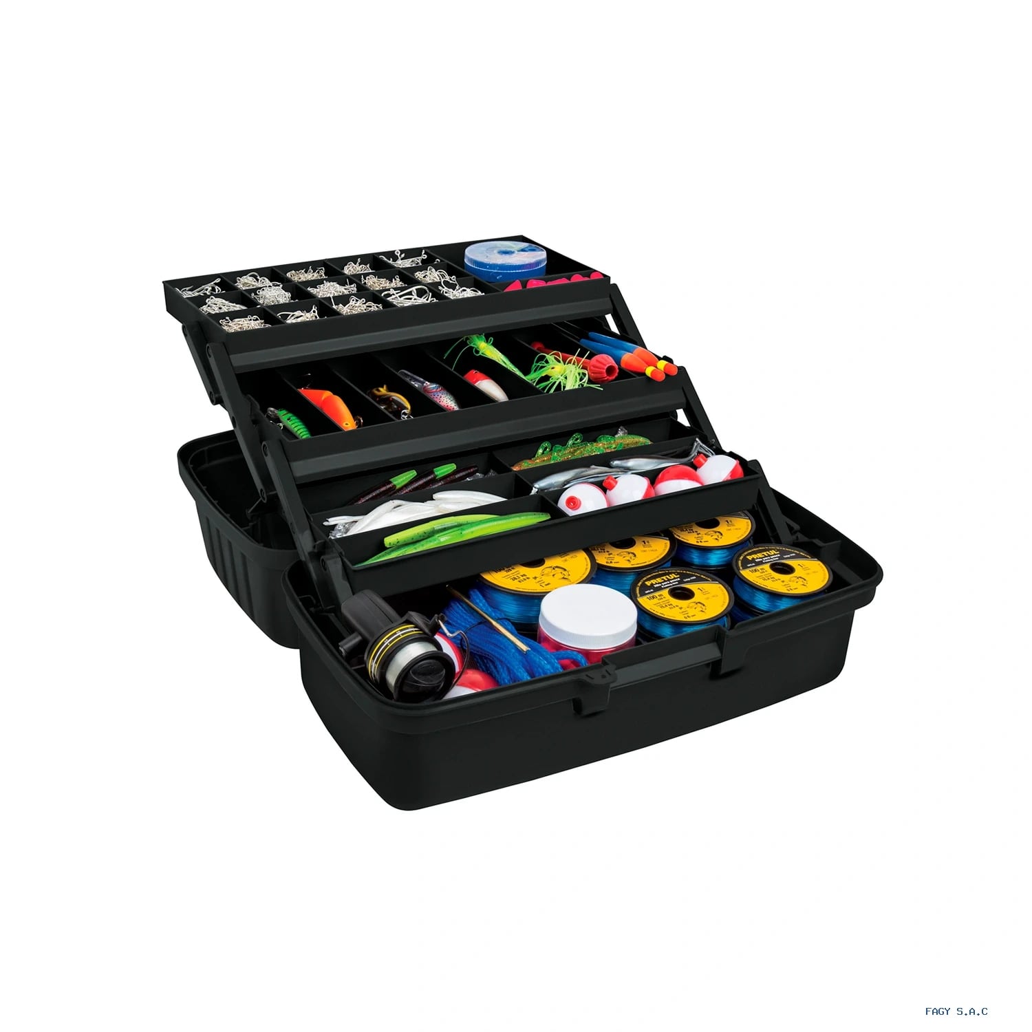 Caja para pesca de 16" con 3 bandejas deslizables, Truper 10539
