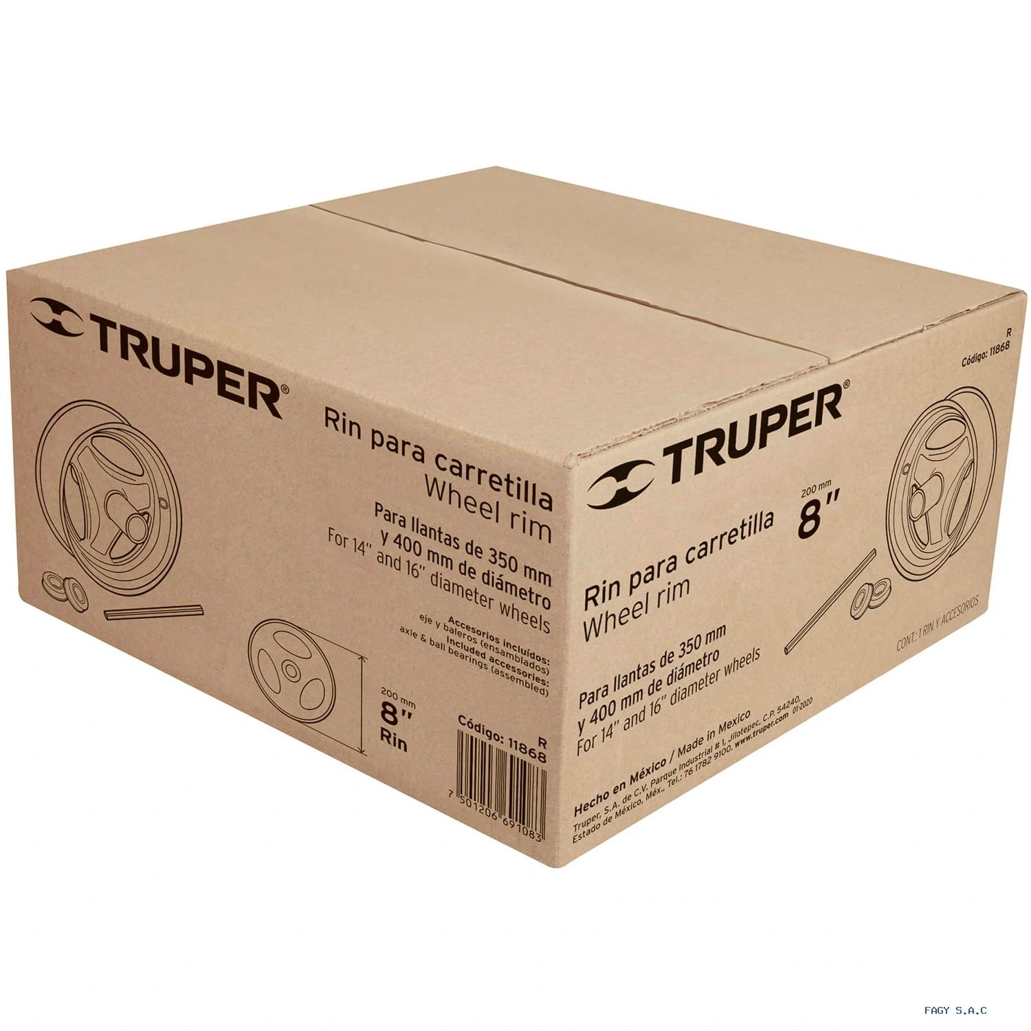 Rin, eje y baleros para carretillas EXPERT, TRUPER y PRETUL 11868