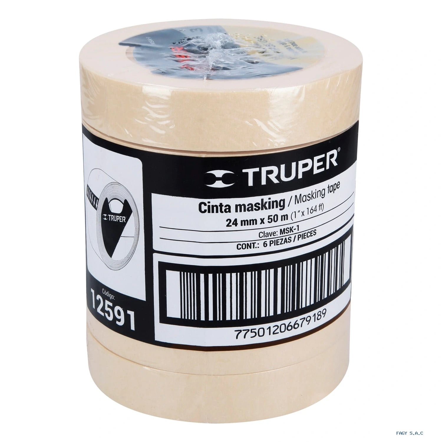 Cinta masking tape de 1″ x 50m Truper 12591