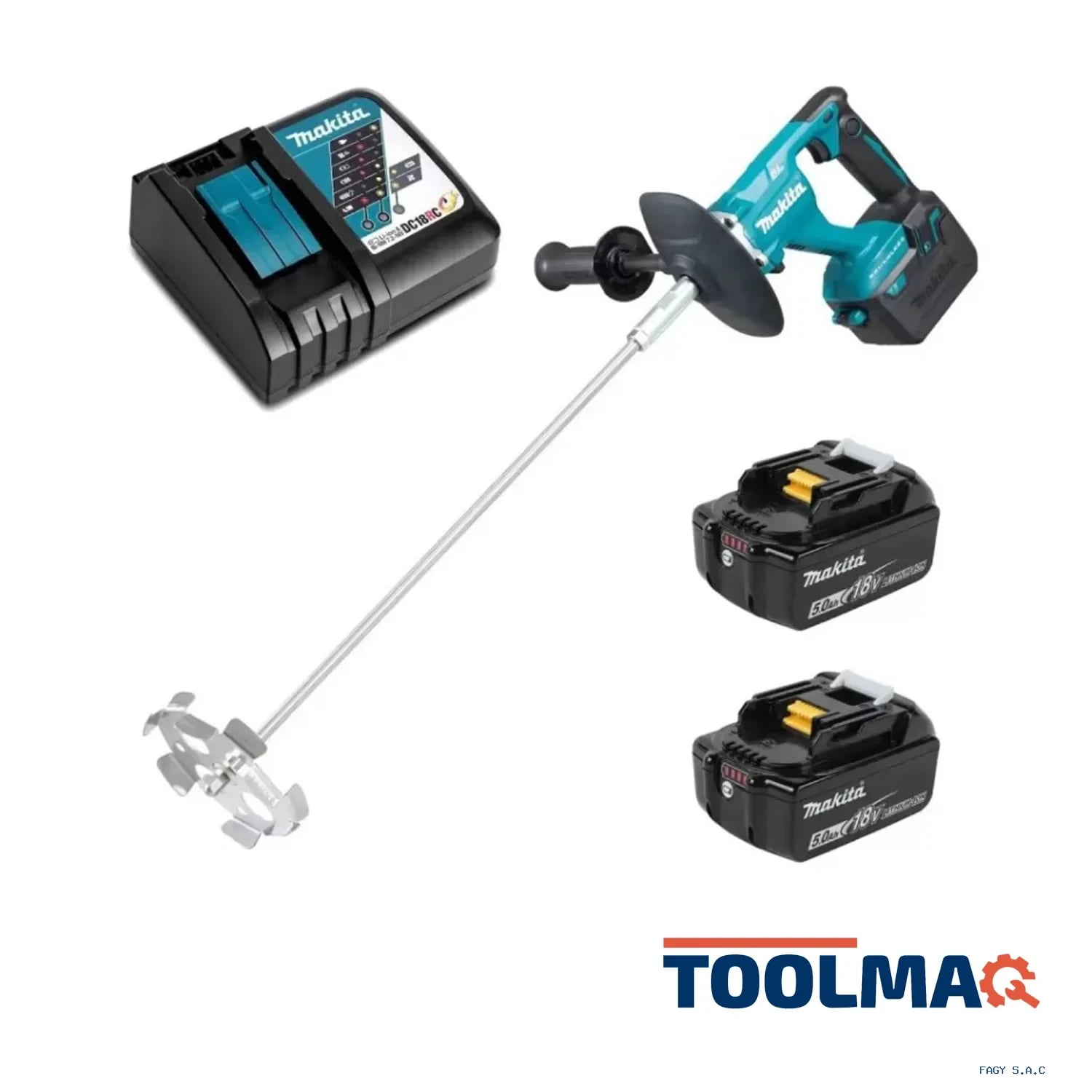 Taladro Mezclador M12 – M14 18V LXT BL 2 Bat 5 Ah Makita DUT130RTE
