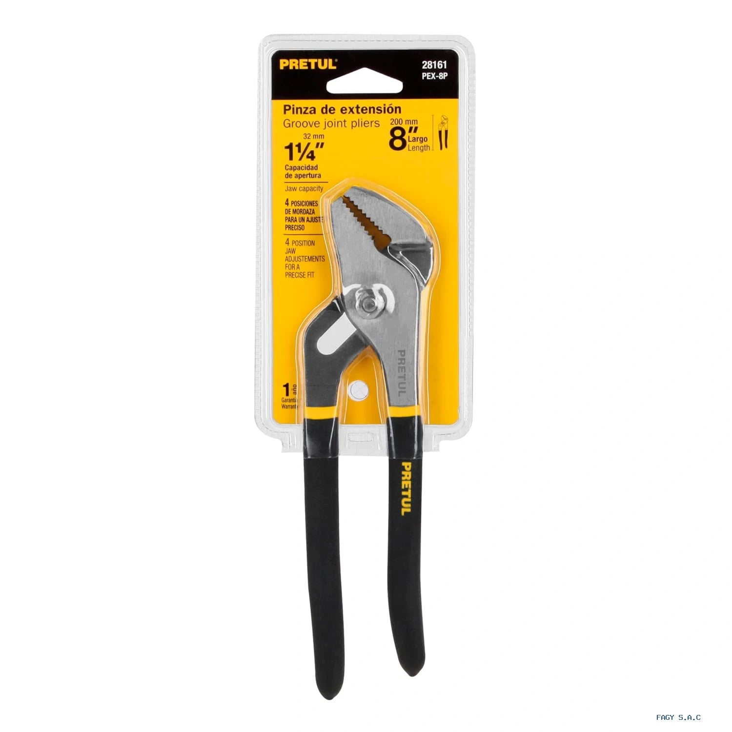 Alicate pinza de extensión 8" mango de PVC, Pretul 28161