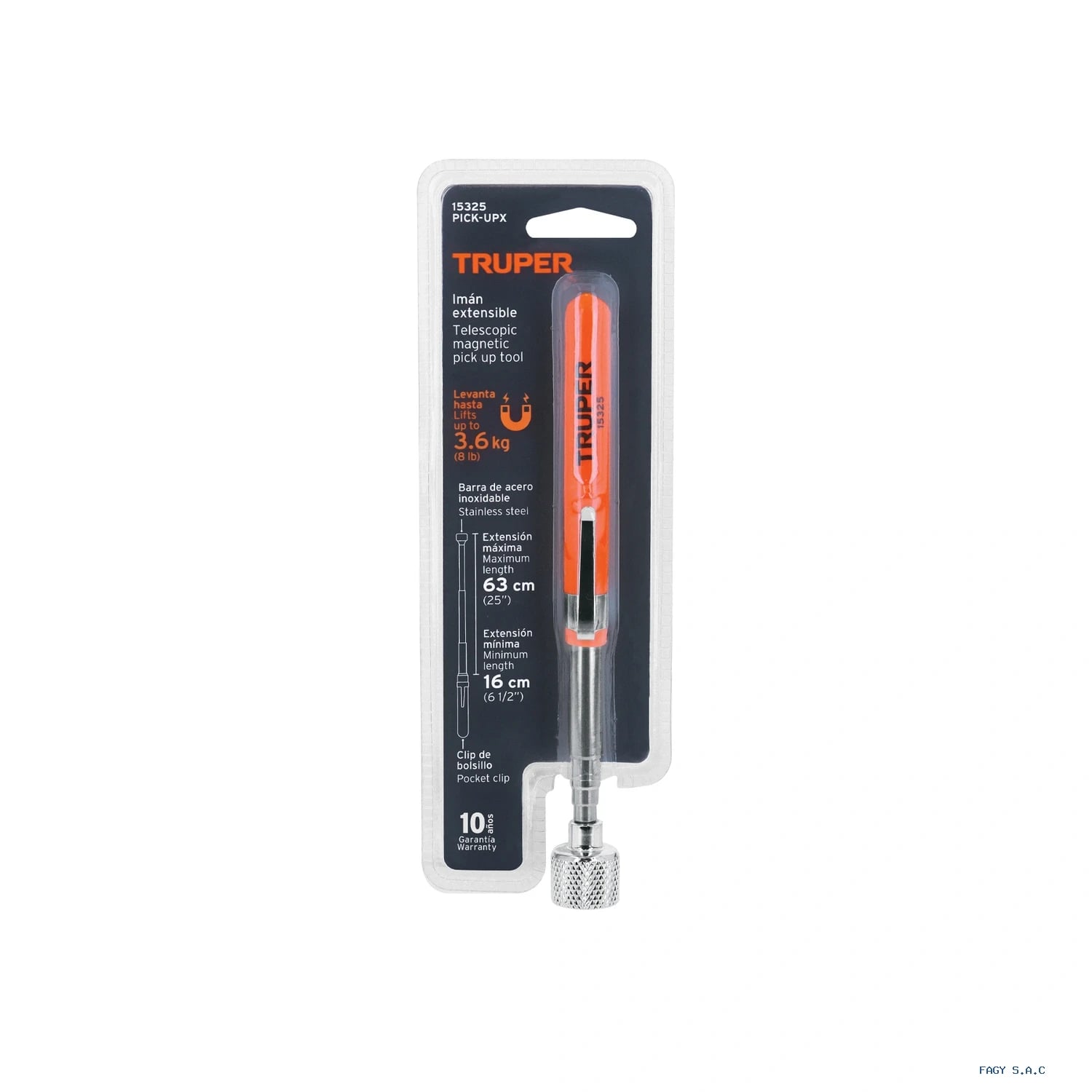 Imán extensible de acero inoxidable, 3.6 kg, Truper 15325