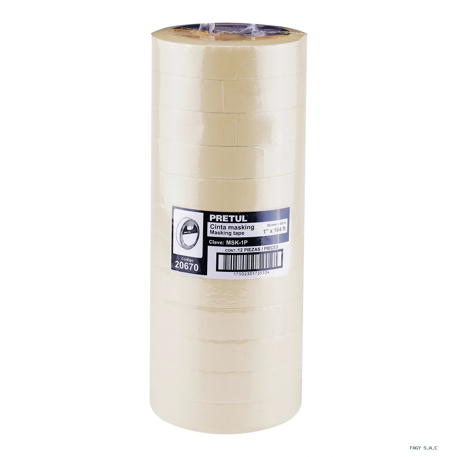 Cinta masking tape de 1″ x 50 m Pretul 20670